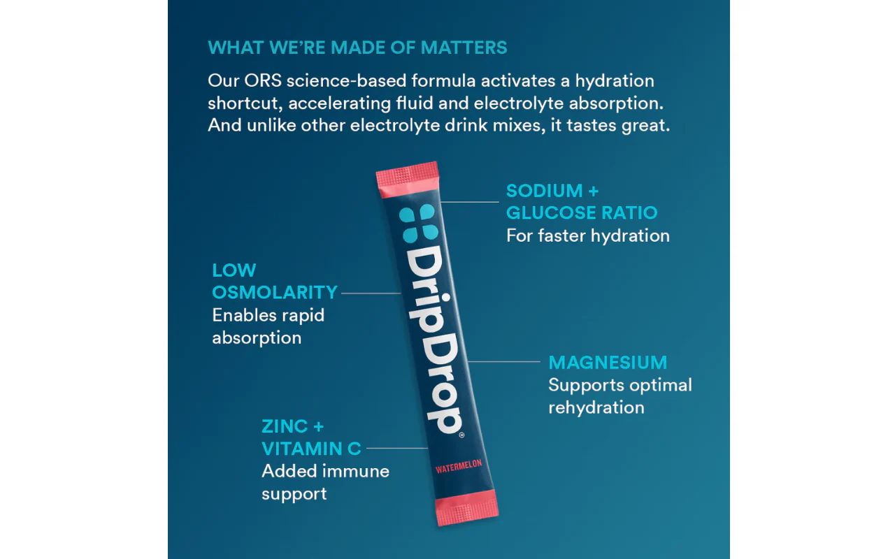 DripDrop Hydration Relief Sachets Watermelon - Image 3