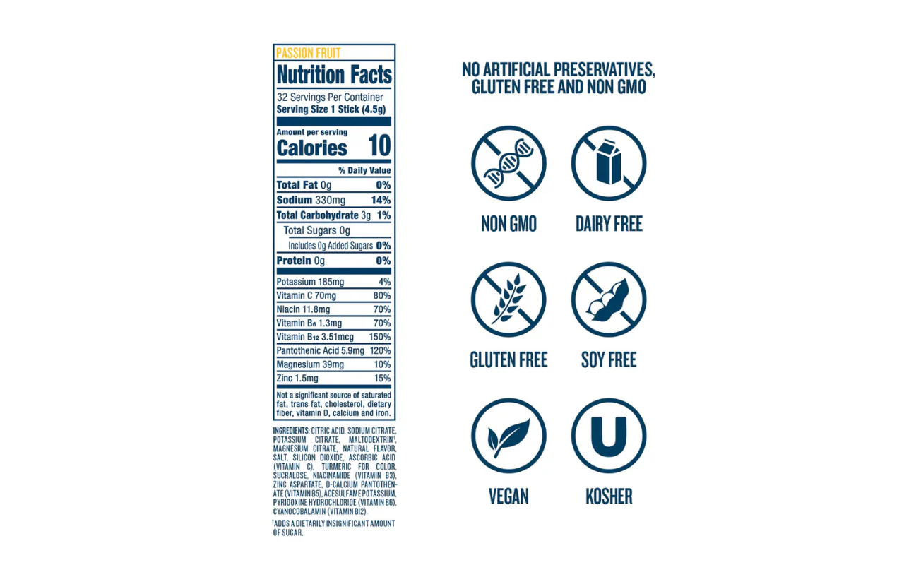 DripDrop Hydration Relief ZERO SUGAR Sachets Passion Fruit - Image 3
