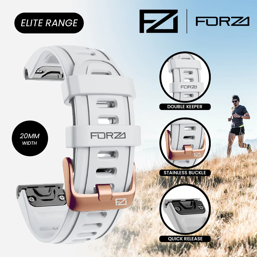 Forza Elite 20mm Quick Release Strap for Garmin Fenix 7S/6S/5S/Instinct 2S - Rose Gold Buckle - Image 3